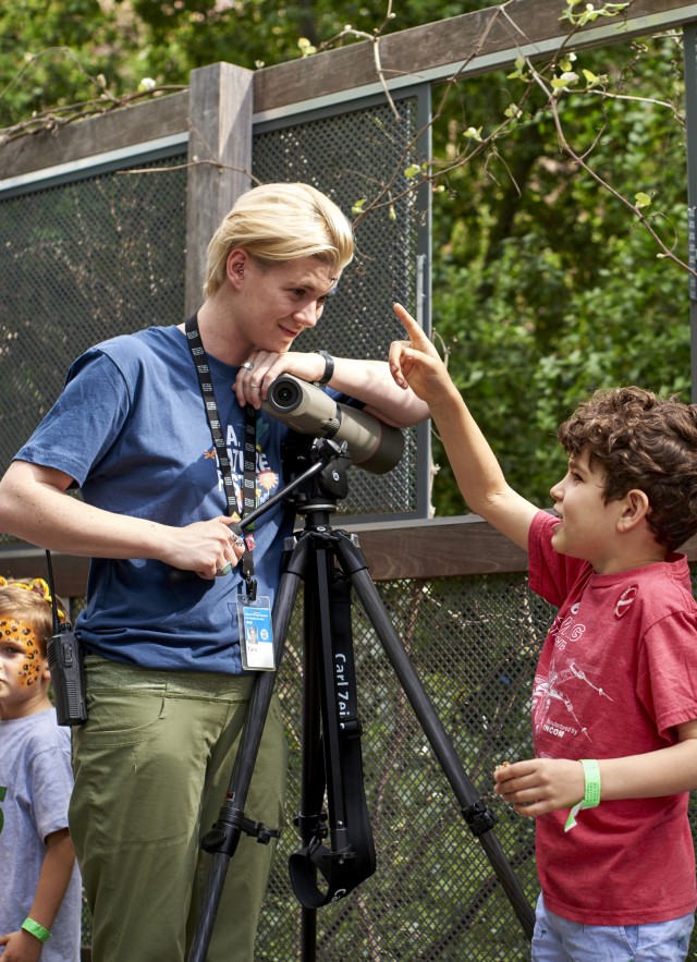 GI with guest at observation deck in nature gardens