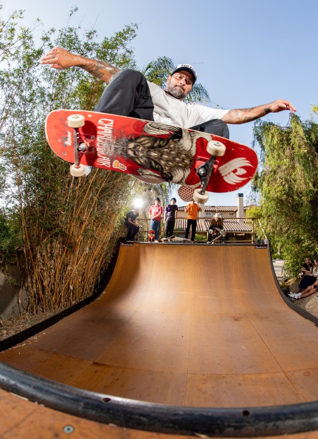 Salman skating on a ramp