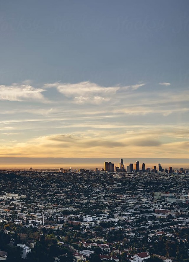 Sprawling view of Los Angeles at dusk