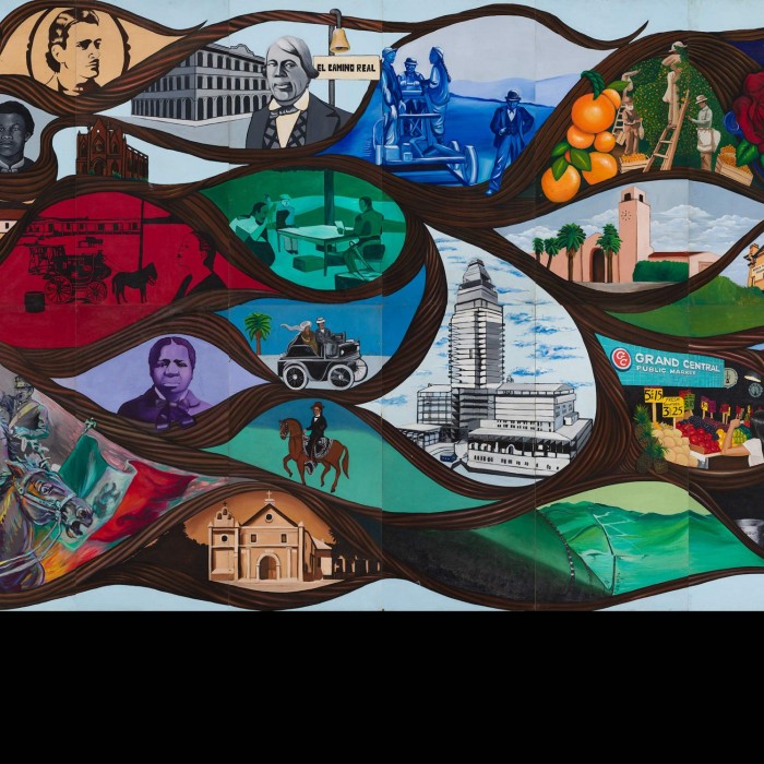 Full view of LA History: A Mexican Perspective - Mural by Barbara Carrasco