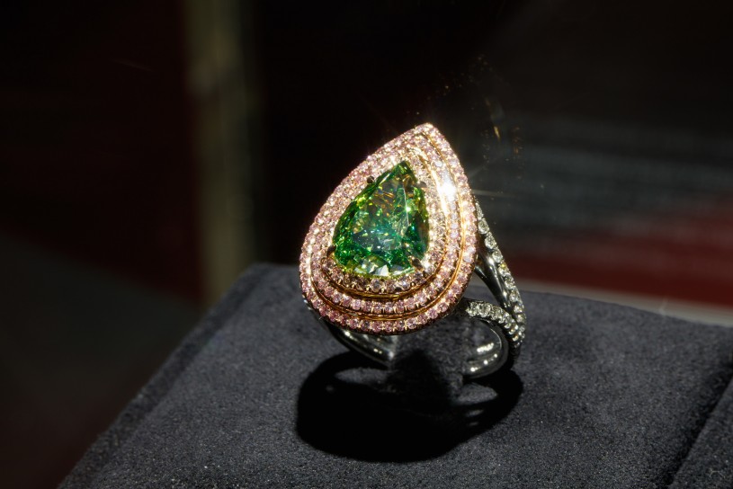 green diamond ring in gem vault