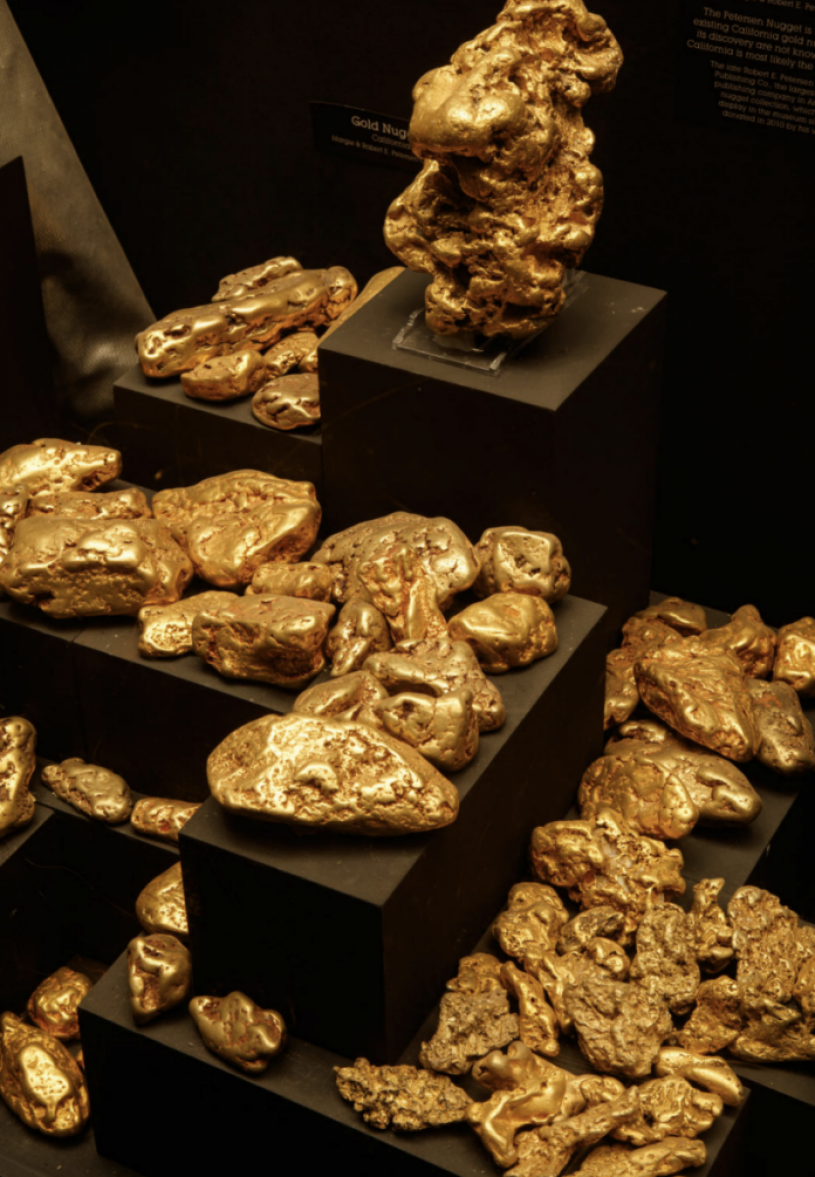 Gold nuggets from the museum's gem and mineral collection
