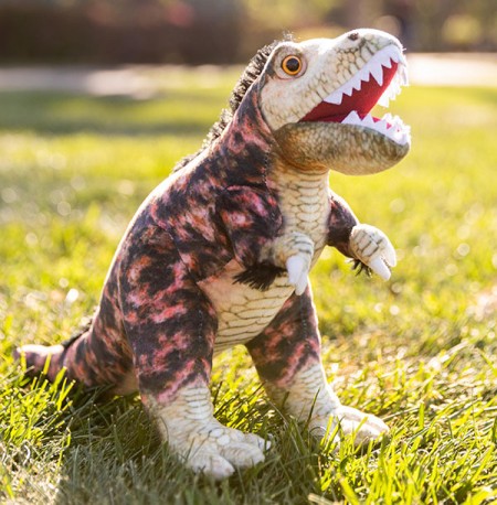 Hunter the T. Rex plushie outdoors